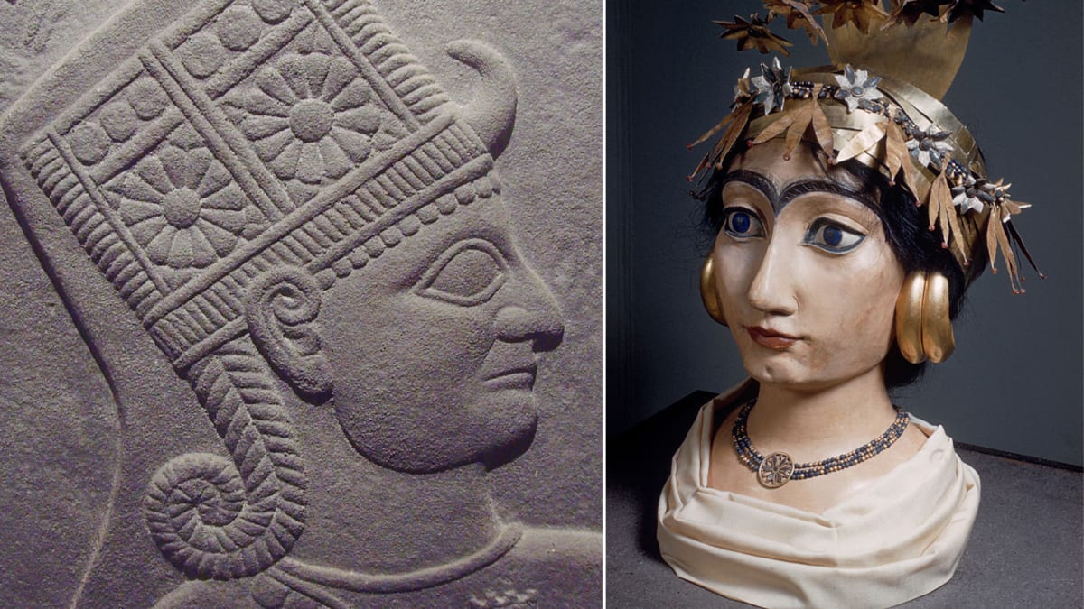 Vyobrazení královny Kubaby z Kiše (vlevo) a královny Shubad z města Ur (vpravo)