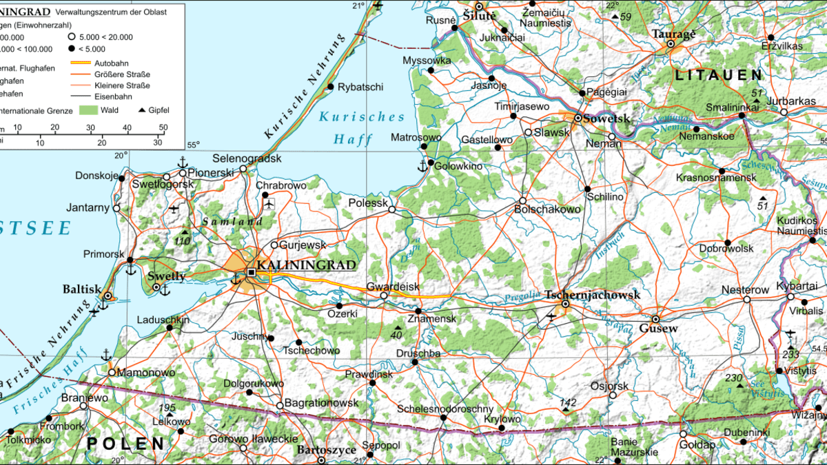 Kalingradská oblast je od Ruska geograficky zcela odříznutá. Sousedí s Litvou a Polskem.