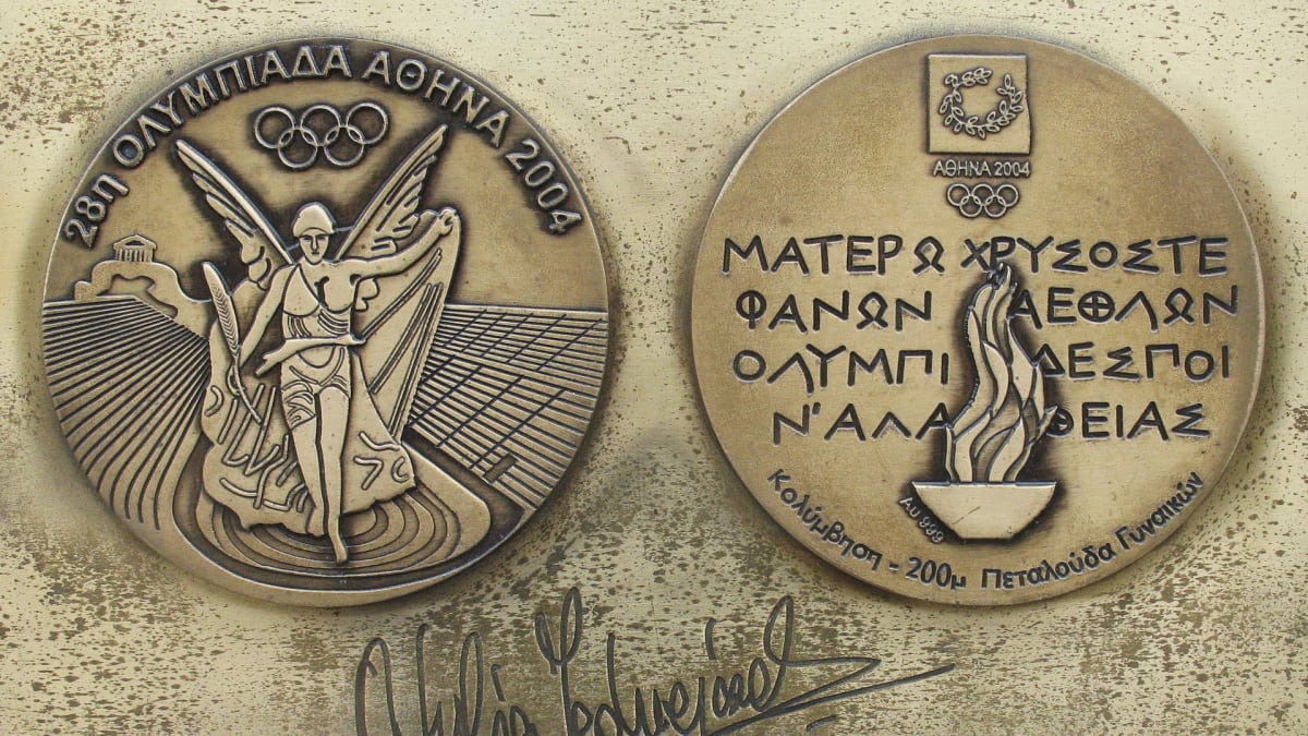 Jedna z prodaných olympijských medailí - tedy její věrná kopie