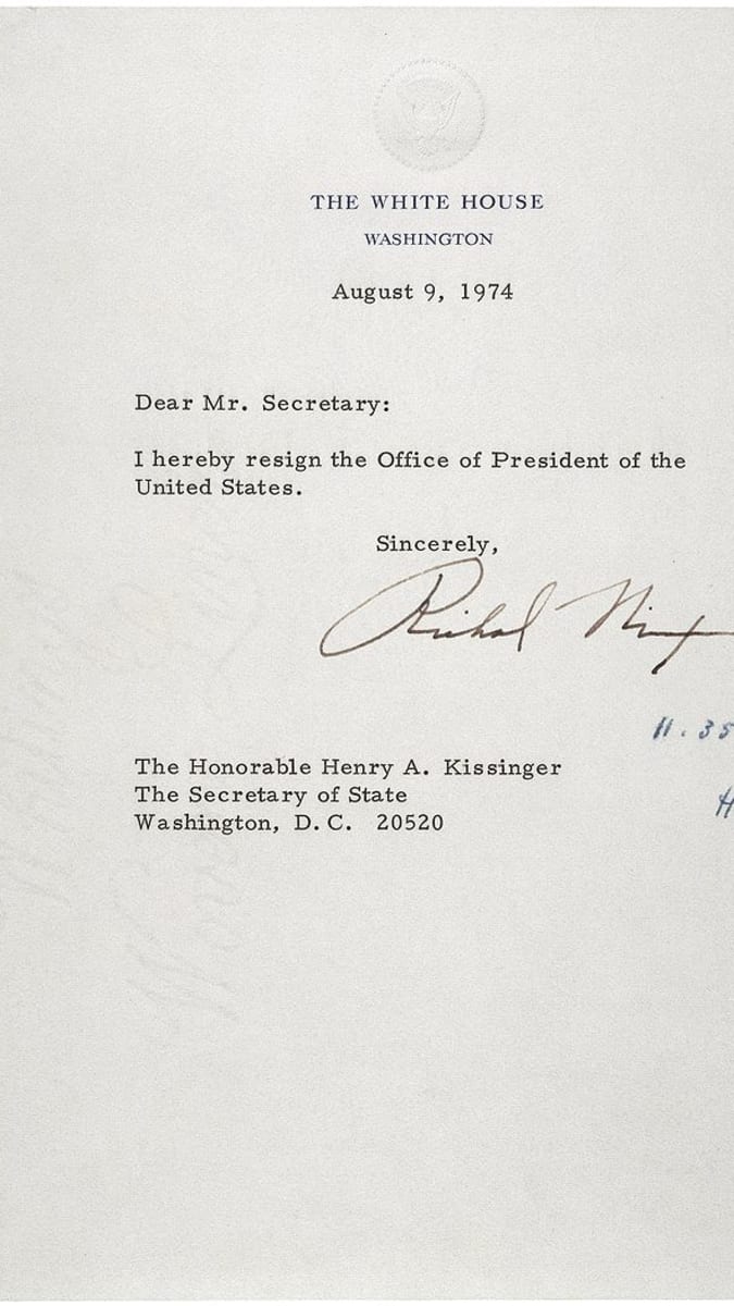 Nixonův rezignační dopis