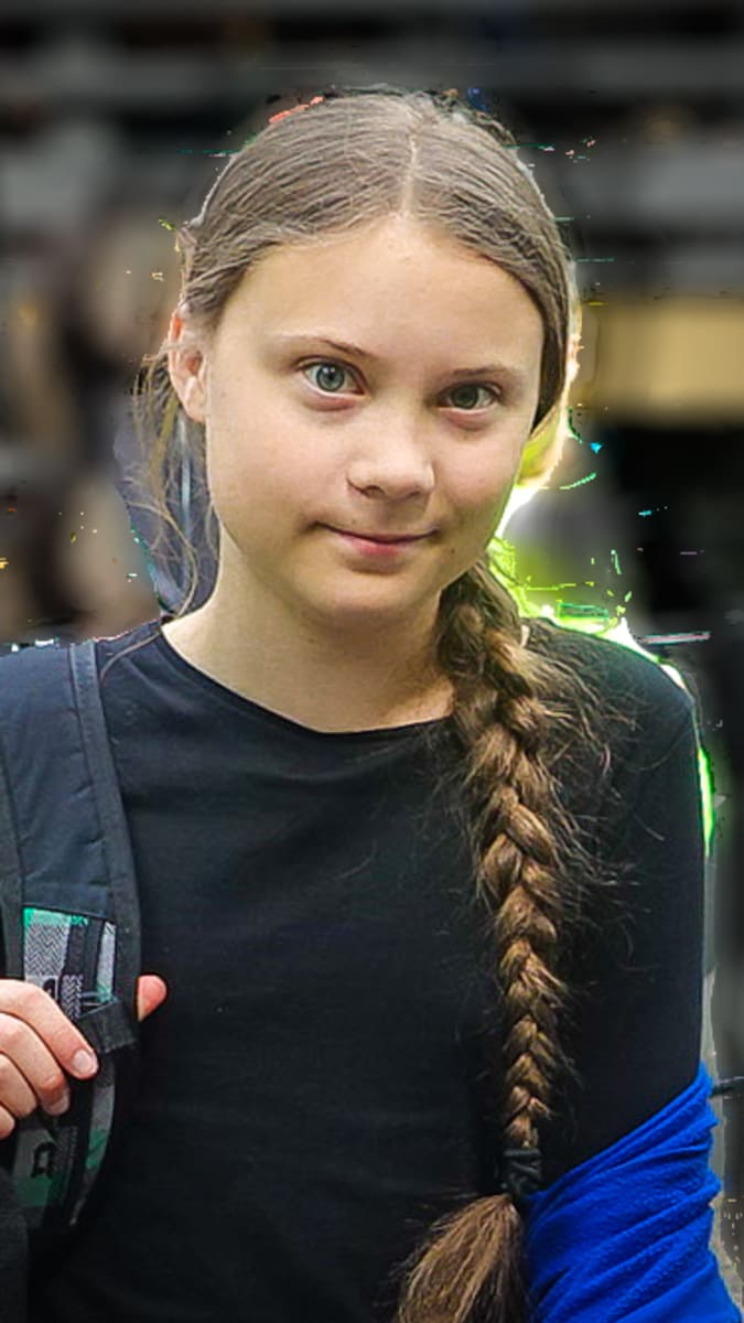 Greta Thunbergová při školní stávce pro klima ve Stockholmu, 24. května 2019 (Fridays for Future)