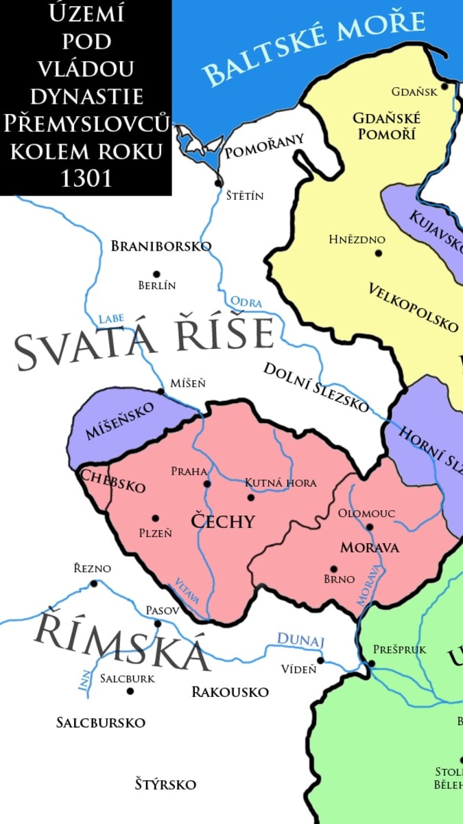 Rozsah území pod vládou Václava II.