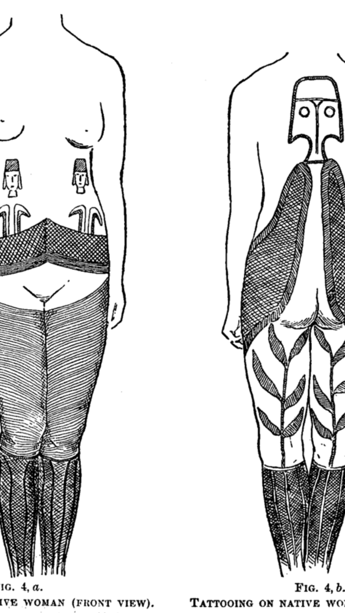 Tetování na těle ženy z Velikonočních ostrovů