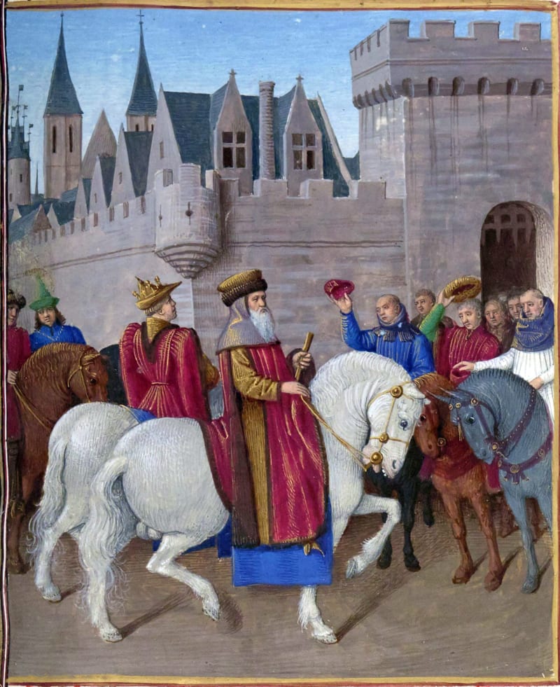 Karel IV. vjíždí do francouzského města Cambrai.