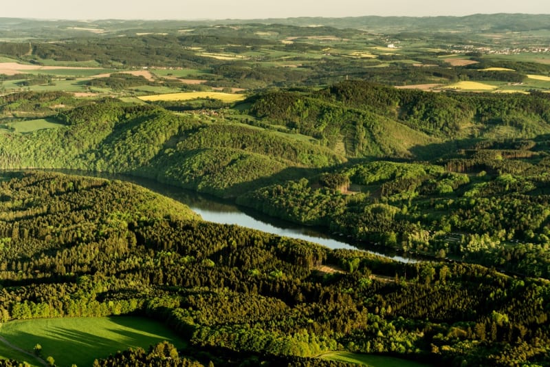 Slapská přehrada na leteckém snímku z května 2012