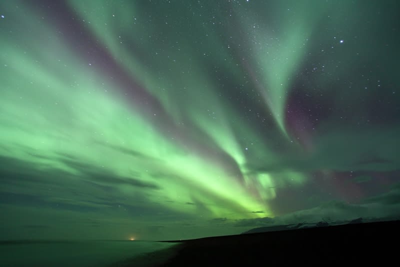 Aurora poblíž Jökulsárlónu