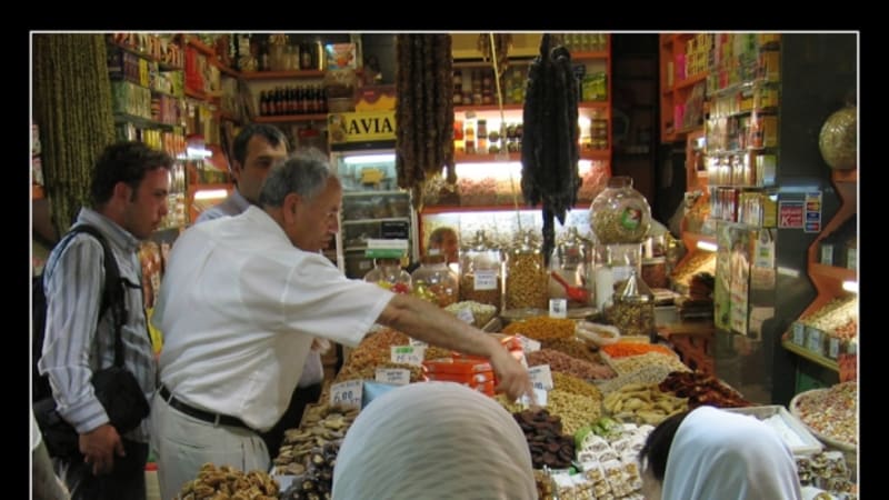 Turecké cukrovinky na Egypstkém bazaru
