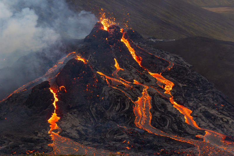 Sopka Fagradalsfjall v sobotu 20. března 2021