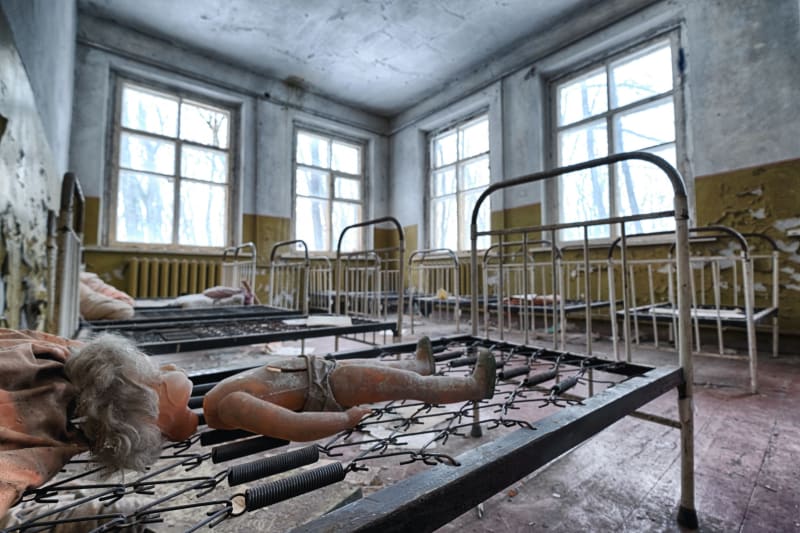 Pripjať u Černobylu, místní obyvatelé museli bezprostředně po havárii opustit své domovy jen s nejnutnějšími věcmi.