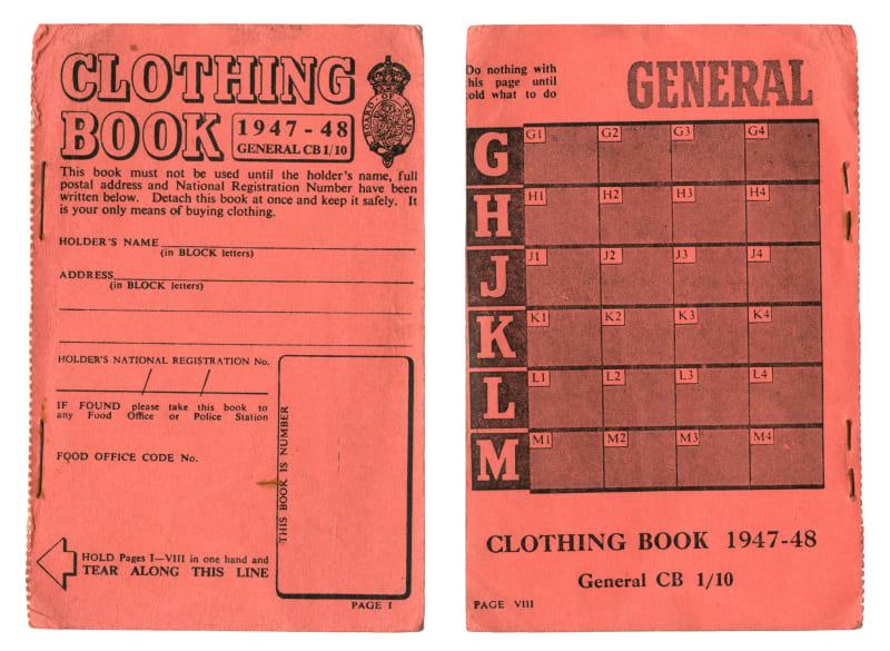 Přídělové lístky na oblečení z roku 1947-1948