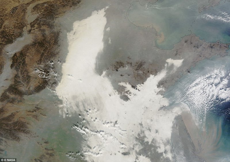 Rozsah znečištění vzduchu ve východní Číně