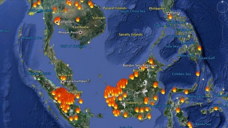 Obří lesní požáry v Indonésii