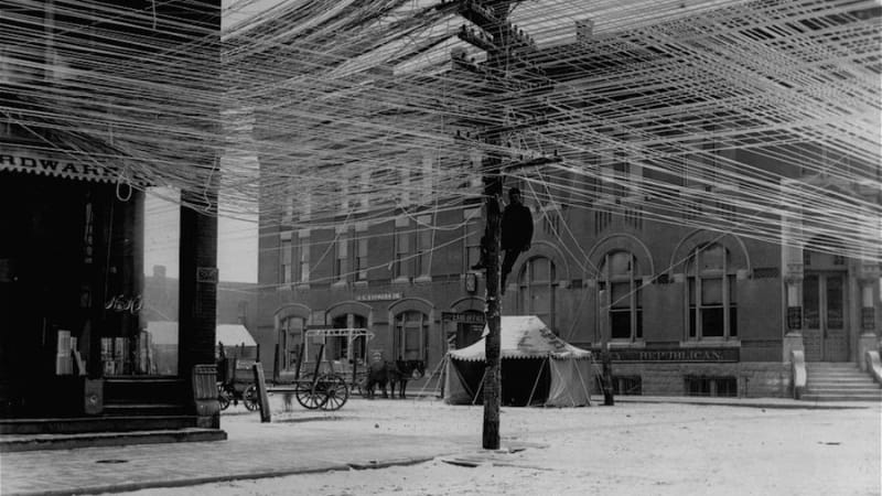 Šílené elektrické vedení na konci 19.století