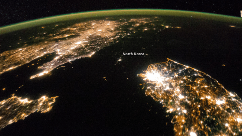 Severní Korea v noci neexistuje, odhalila ISS