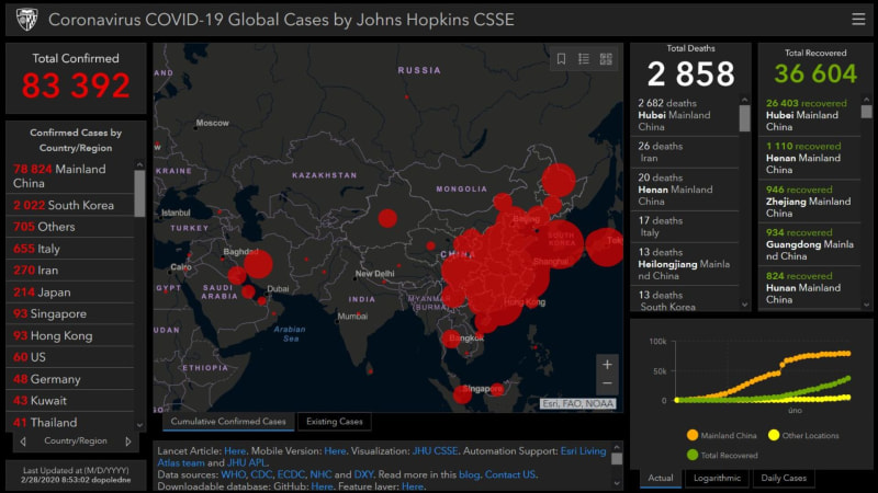 Mapa koronaviru: Kolik lidí zemřelo, kolik se jich vyléčilo a kde jsou nejbližší nakažení?