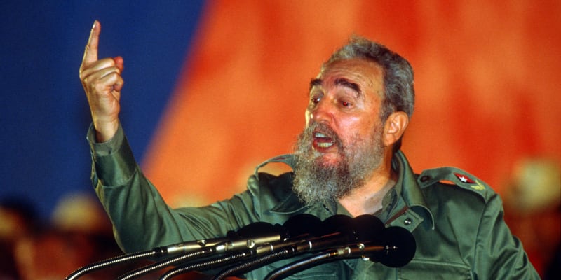 Fidel Castro během plamenného projevu