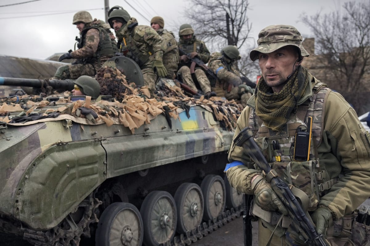 Jednotka ukrajinské armády nedaleko Kyjeva