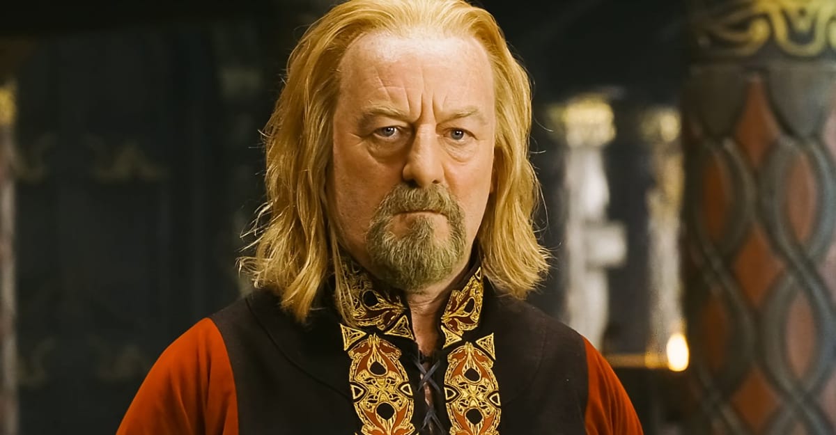 Bernard Hill v roli rohanského krále Théodena v trilogii Pán prstenů.