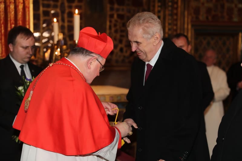 Prezident Miloš Zeman a kardinál Dominik Duka.