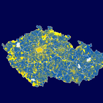 Mapa obcí ČR podle nahlášených uprchlíků z Ukrajiny