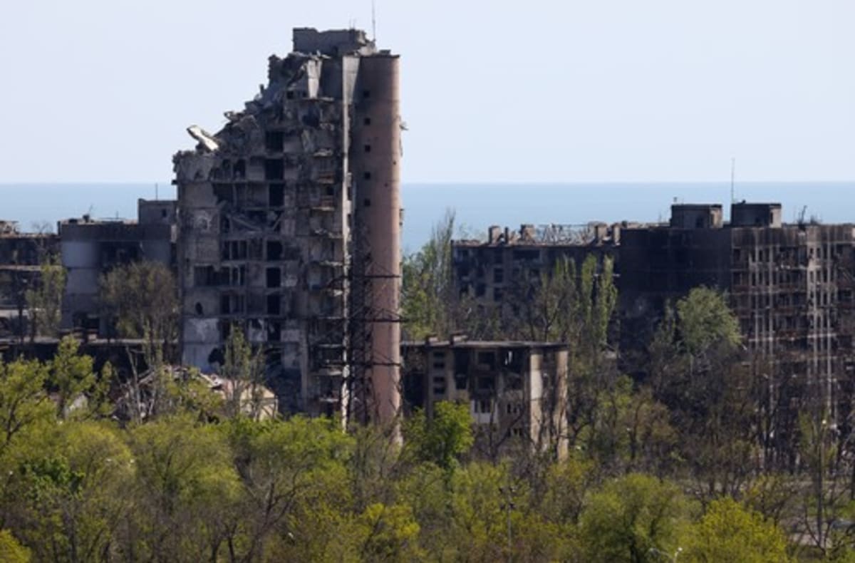 Část oceláren Azovstal, které jsou posledním místem ukrajinského odporu v Mariupolu