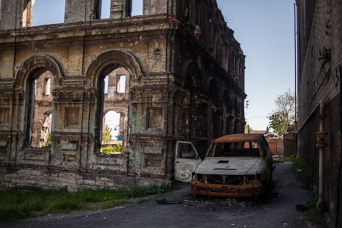 Zničené muzeum historie v Mariupolu