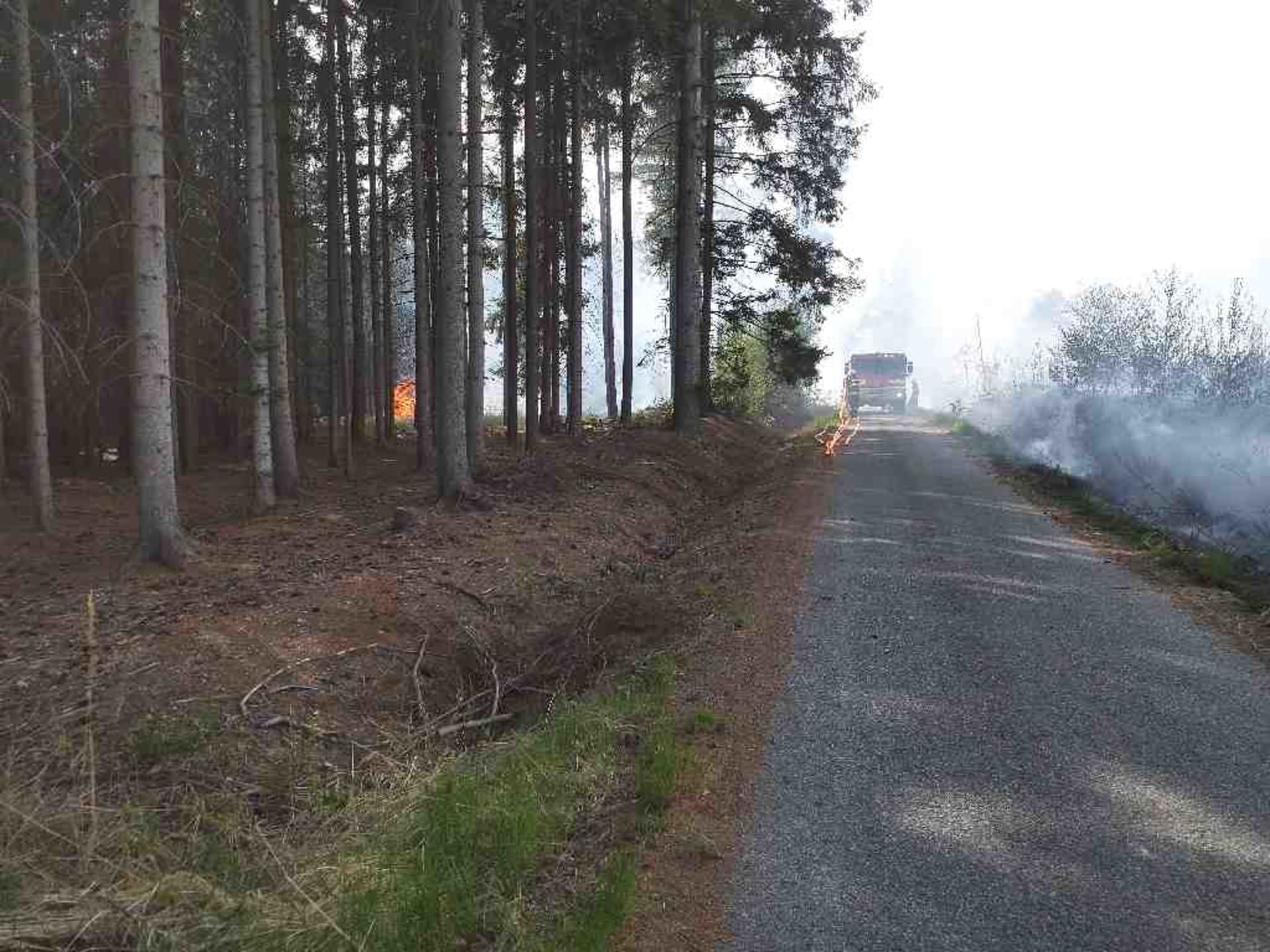 Požár lesa na Brněnsku