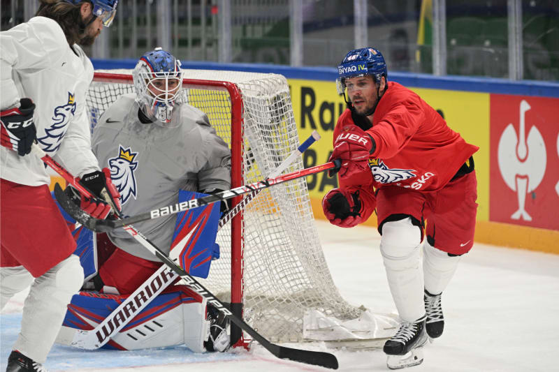 Trénink českého týmu v Tampere před zahájením MS v hokeji 2022