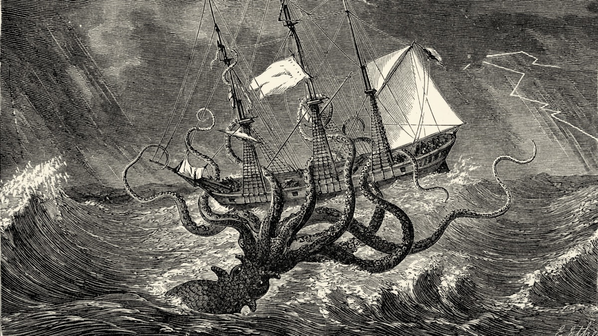 Vyobrazení mořské příšery krakena