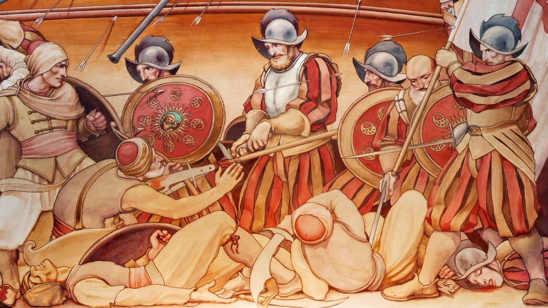 Pobíjení Turků v bitvě u Lepanta