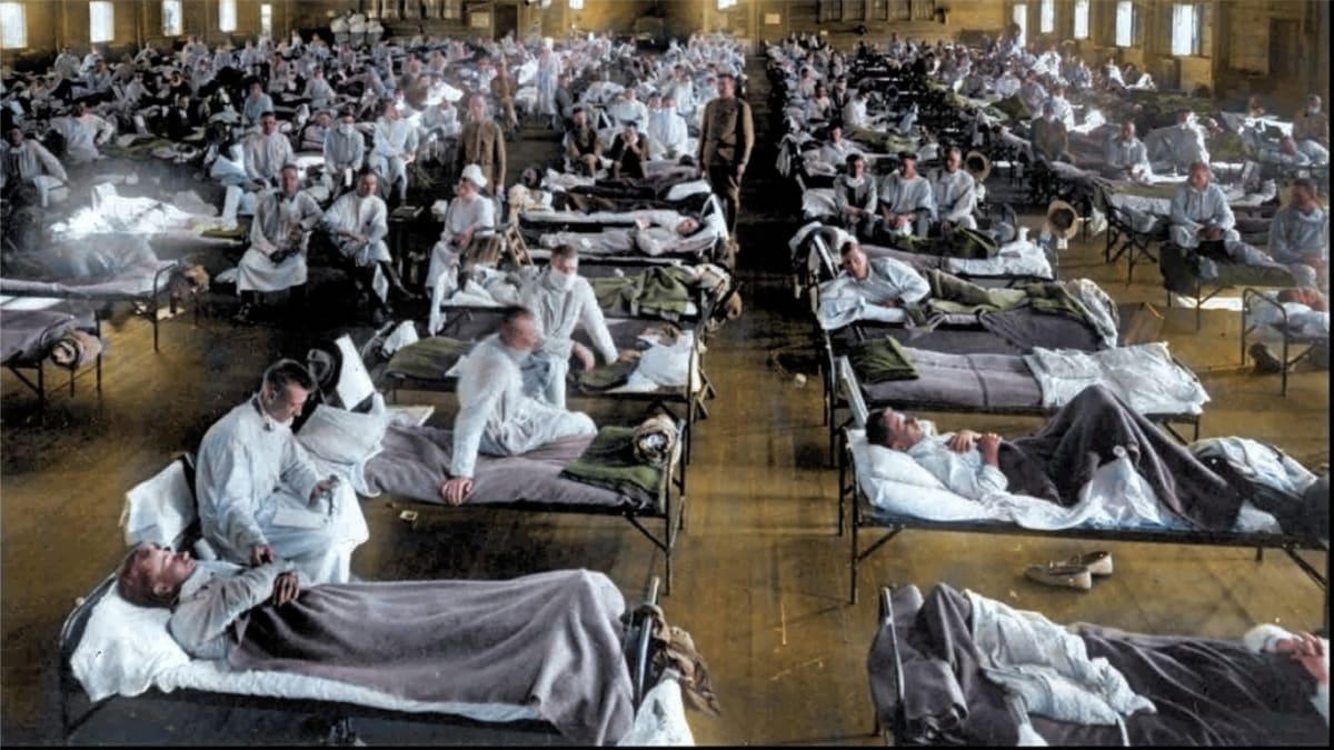 Španělská chřipka, Camp Funston 1918, kolorizováno