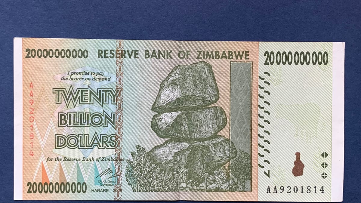 20 miliard zimbabwských dolarů
