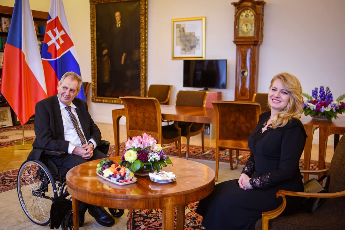 Prezident Zeman se setkal se slovenskou prezidentkou Čaputovou.