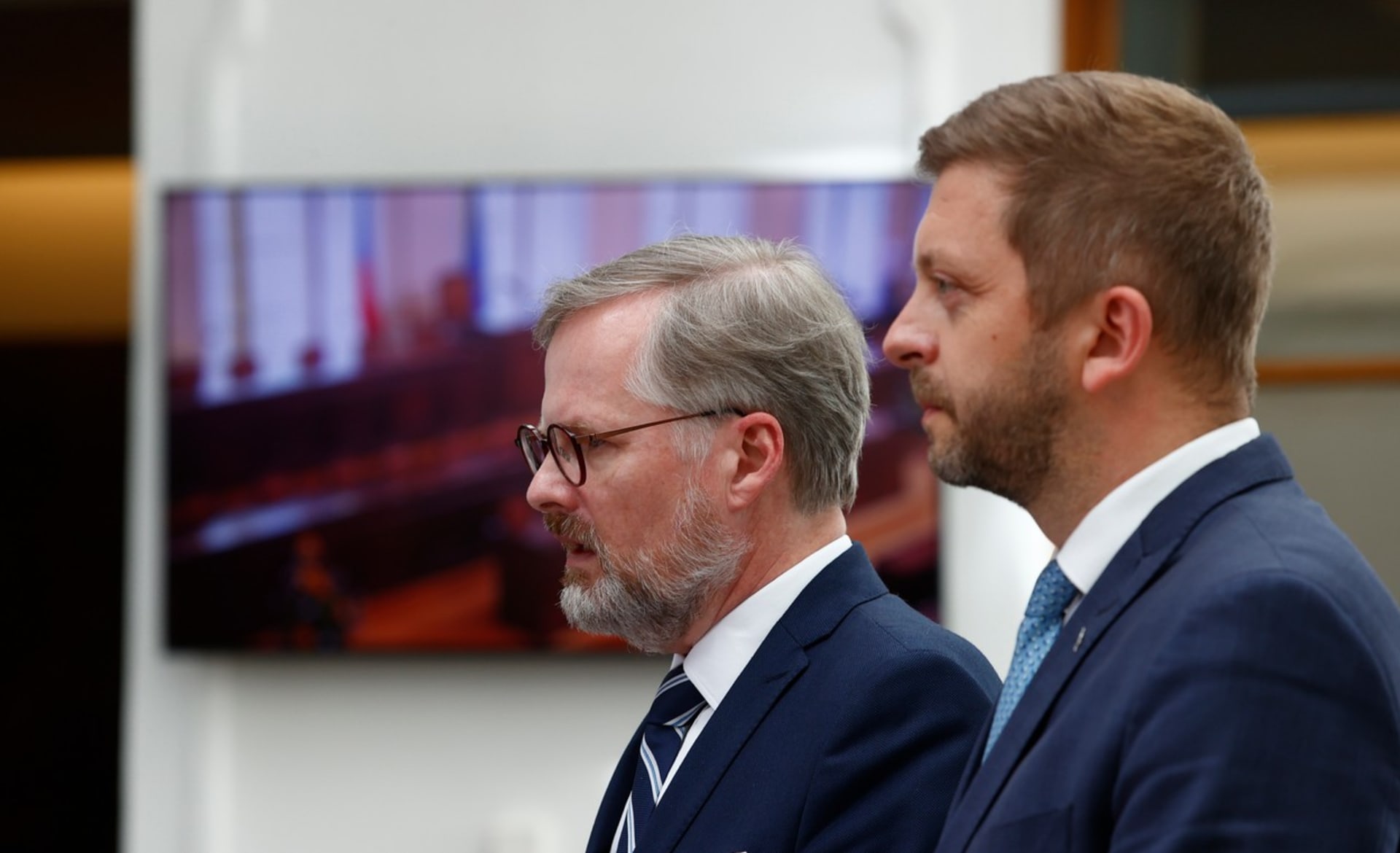 Petr Fiala a VaZleva: premiér Petr Fiala (ODS) a ministr vnitra Vít Rakušan (STAN)ít Rakušan