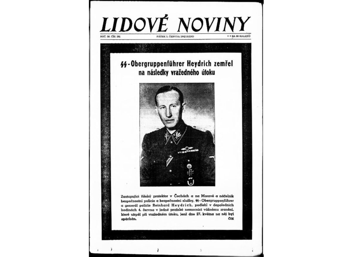 Lidové noviny oznamují úmrtí Reinharda Heydricha