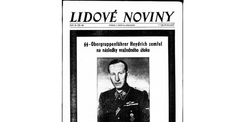 Lidové noviny oznamují úmrtí Reinharda Heydricha