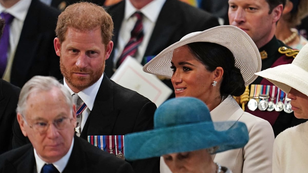 Princ Harry a vévodkyně Meghan při oslavách 70 let královny Alžběty II. na trůnu
