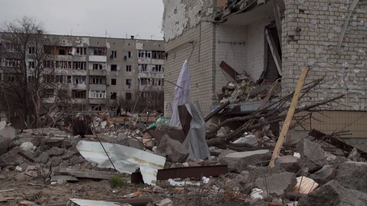 Zničené budovy na Ukrajině