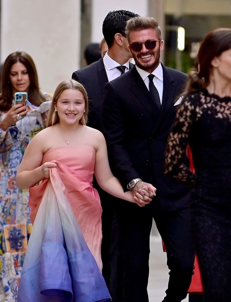 David Beckham a jeho dcera Harper Beckham na výletě v Itálii.