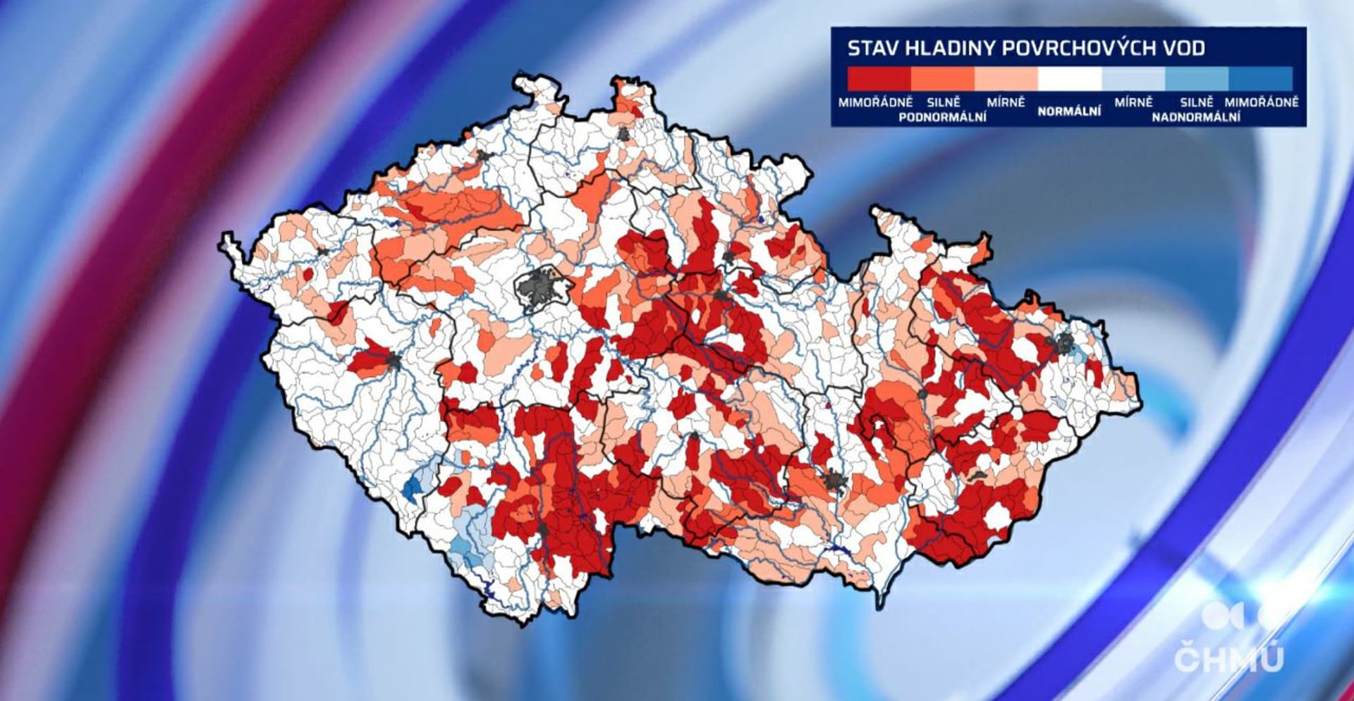 Stav hladiny povrchových vod v ČR v červnu 2022