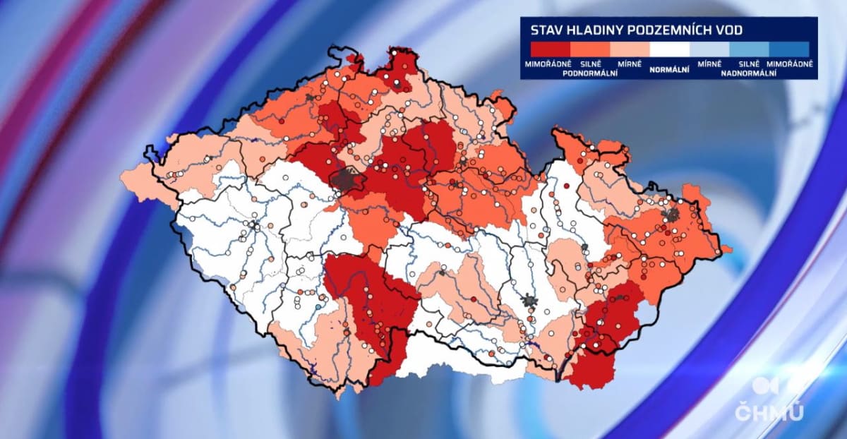 Stav hladiny podzemních vod v ČR v červnu 2022