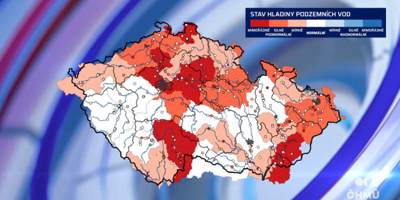 Stav hladiny podzemních vod v ČR v červnu 2022