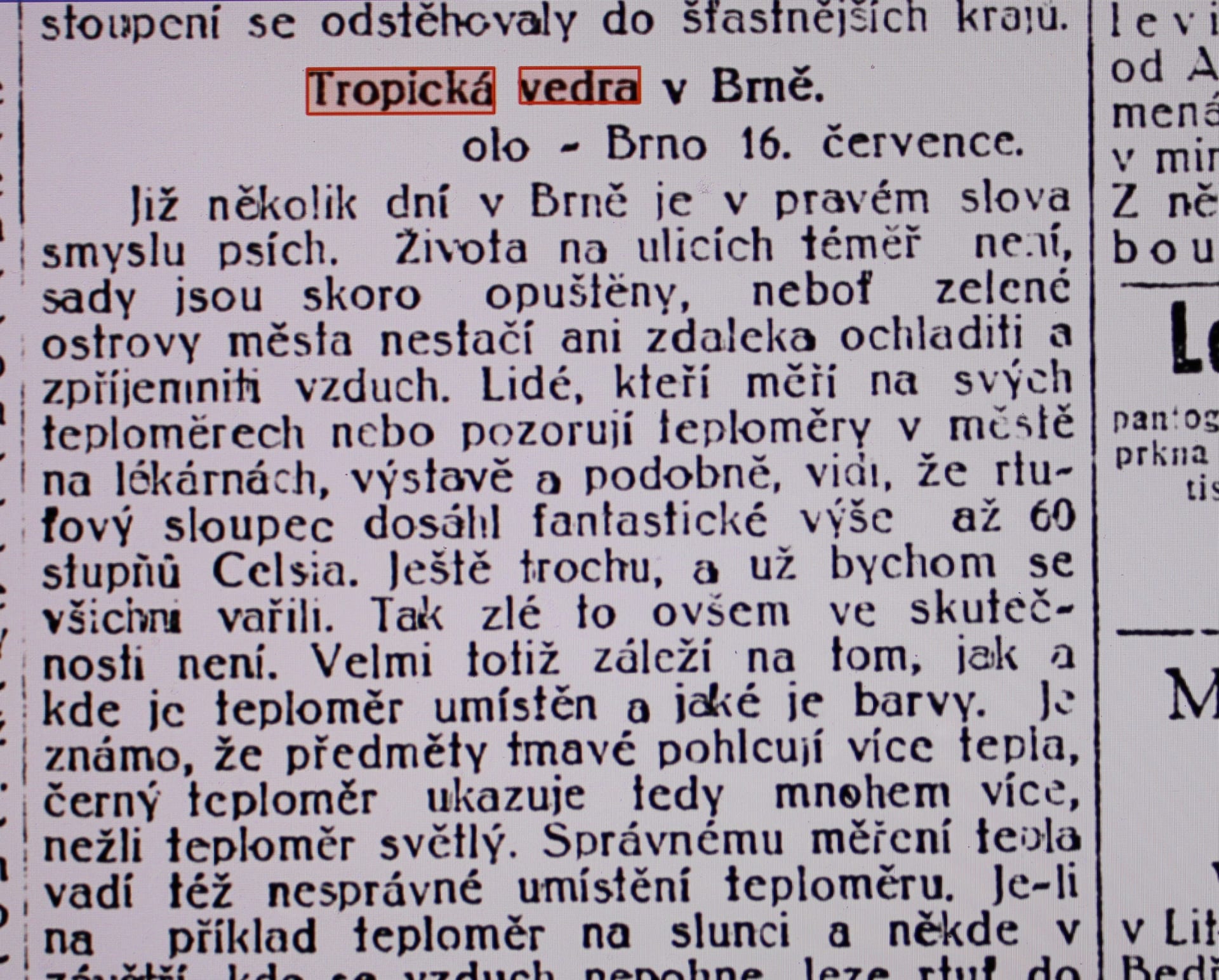 Z dějin českých veder
