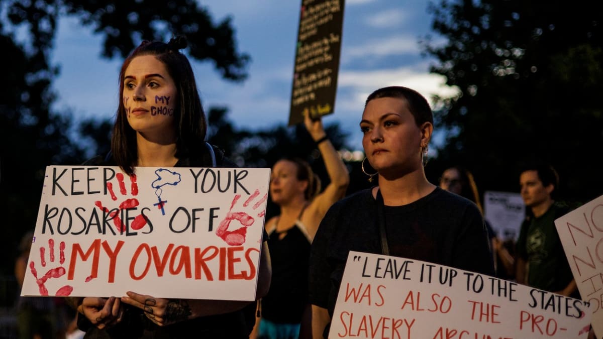 Demonstrace za ochranu práva žen na potrat v USA. 
