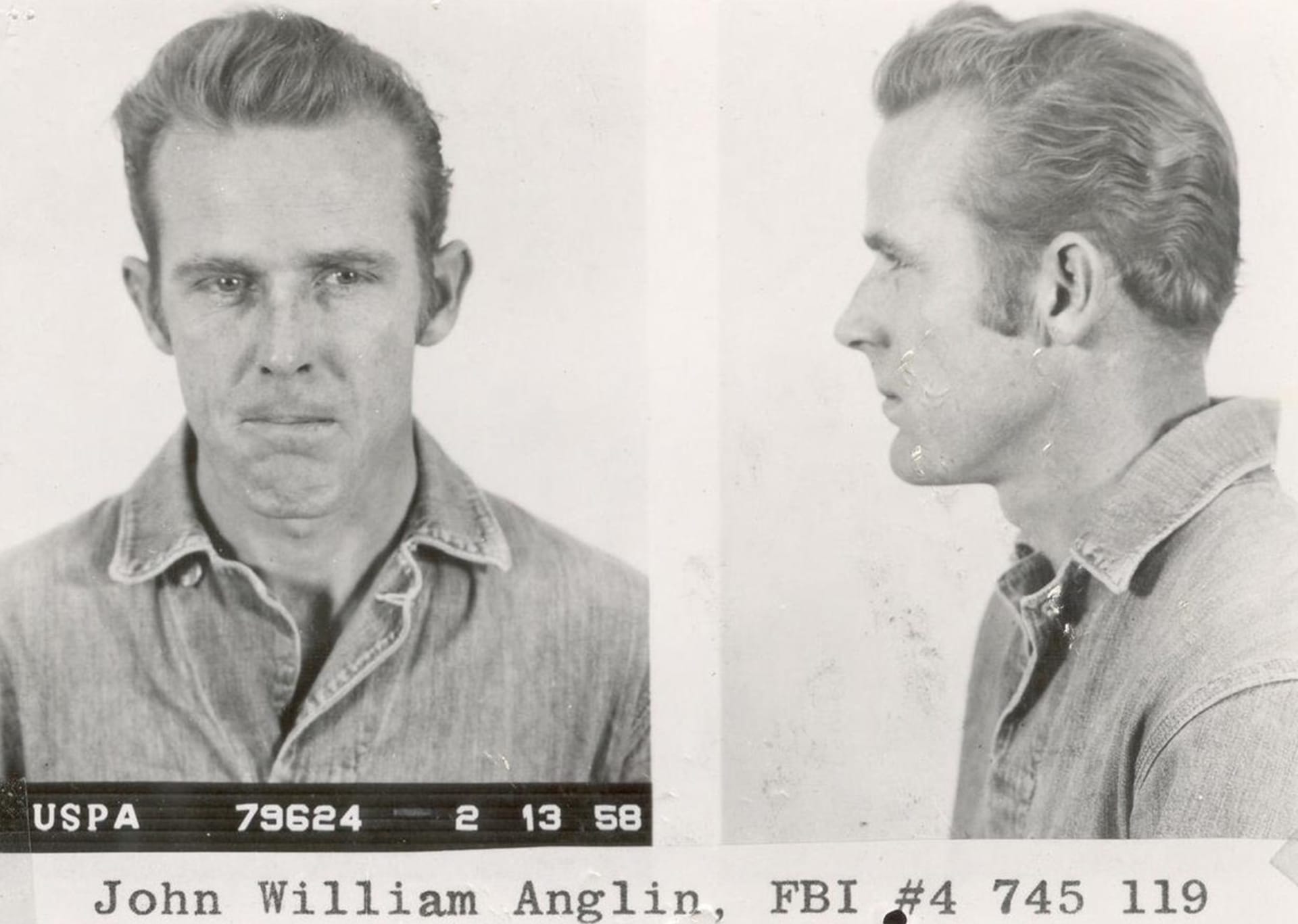 Fotografie Johna Anglina, který se v roce 1962 rozhodl prchnout z Alcatrazu.
