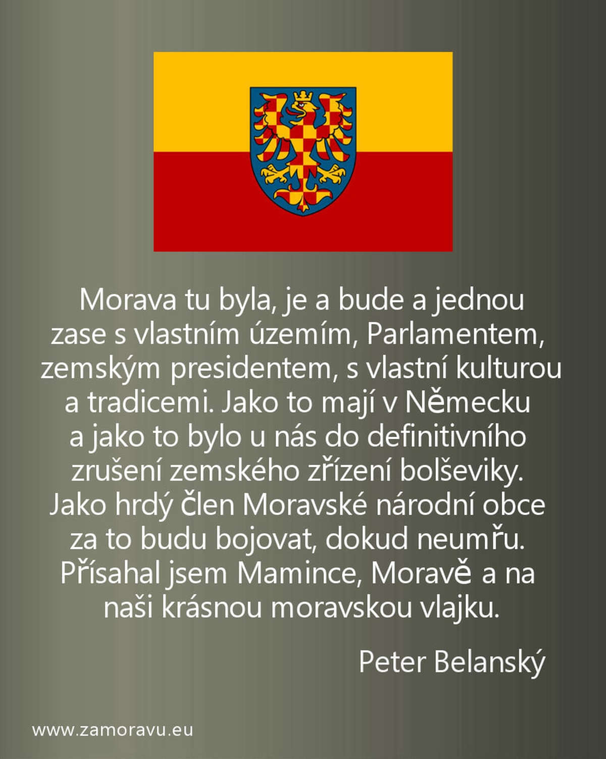 Údajná moravská vlajka, jak ji na Facebooku prezentuje  spolek Moravská národní obec - Za Moravu.