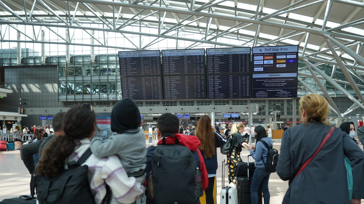 Chaos na letišti v Hamburku
