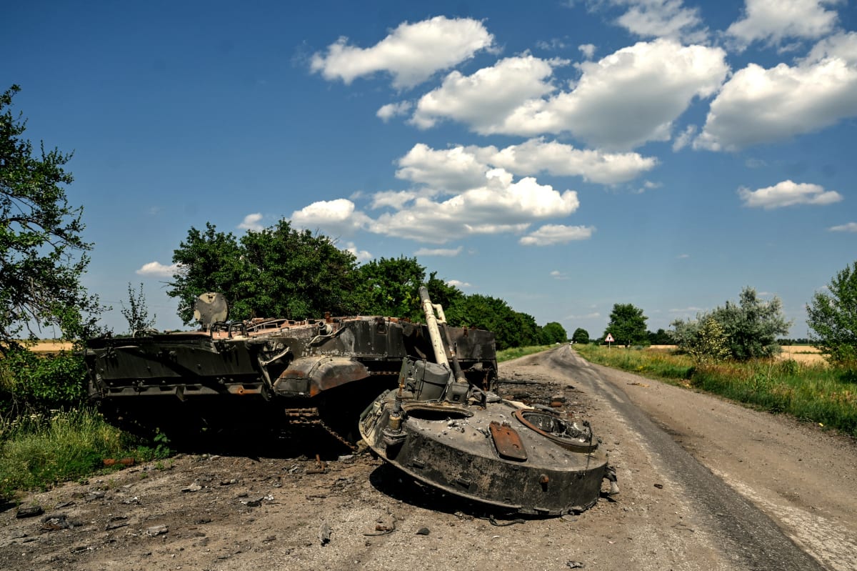 Zničený tank u Záporoží, 29. června 2022