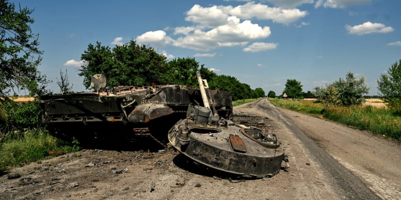 Zničený tank u Záporoží, 29. června 2022