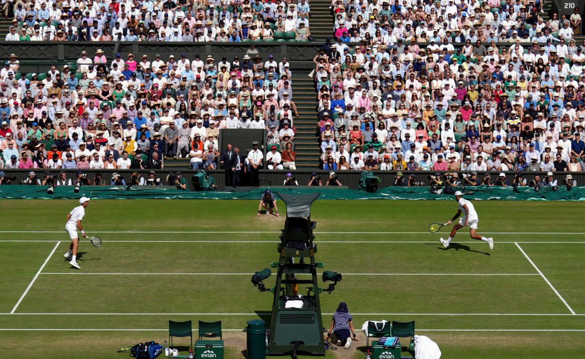 Wimbledonské finále mezi Novakem Djokovičem a Nickem Kyrgiosem.